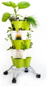 Vaso per piante e fiori Poty S kit in polipropilene verde oliva H 84 cm L 36.5 x