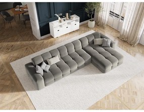 Divano angolare in velluto grigio (angolo destro) Kendal - Micadoni Home