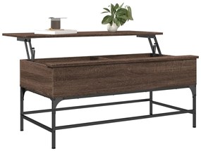 Tavolino rovere marrone 100x50x45cm legno multistrato e metallo