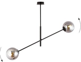 Lampadario da Soffitto in Acciaio e Vetro LINEAR 2 Nero 2xE14 Colore delle Sfere Grafite