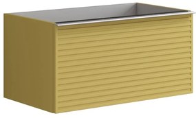 Mobile da bagno sotto lavabo Pixel stripes giallo sole laccato opaco L 80 x H 40 x P 45.5 cm 1 cassetto, lavabo non incluso