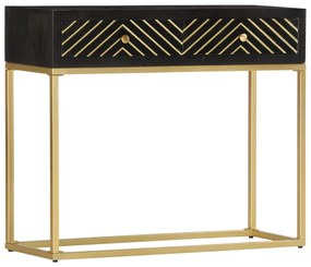 Tavolo consolle nero e oro 90x30x75cm legno massello di mango