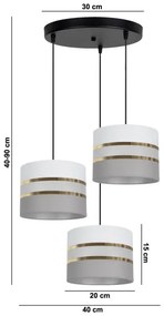Lampadario su corda  CORAL 3xE27/60W/230V bianco/grigio
