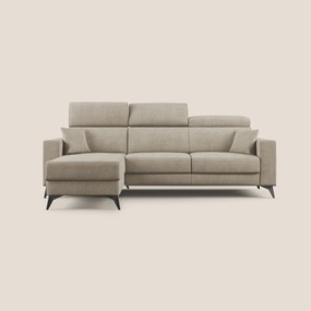 Pegaso divano letto angolare con poggiatesta reclinabili e rivestimento impermeabile T02 beige