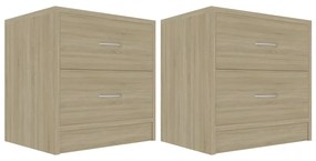 Comodini rovere sonoma 2 pz 40x30x40 cm in legno multistrato