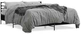 Giroletto Nero 160x200 Cm İn Legno Multistrato E Metallo /