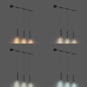 Sistema di illuminazione su binario moderno con 3 luci a sospensione nere monofase - Magnetic Cassie