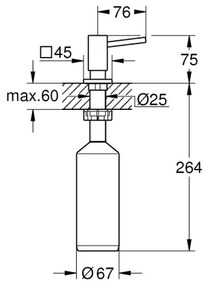 GROHE 40649000 - Dispenser per sapone CUBIC 500 ml cromo lucido