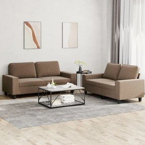 Set Di Divani 2 Pz Marrone İn Tessuto /