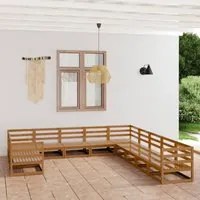 Set Divani da Giardino 11 pz in Legno Massello di Pino cod mxl 37157