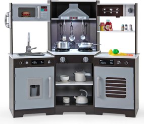 Costway Set di giocattoli in legno con cappa macchina del ghiaccio lavello rubinetto, Cucina da gioco per bambini 3+ anni 2 Colori