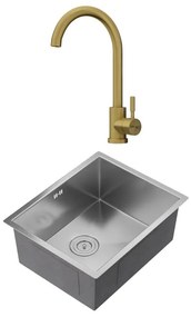 Set lavandino 55 x 45 cm SOELA + rubinetto ROMILY in Acciaio inossidabile Dorato