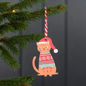 Decorazione per albero di natale in legno 5 cm Ginger Cat – Rex London