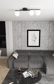 Plafoniera Moderna Nettuno Acciaio Nero Vetro 3 Luci E14 Ip20