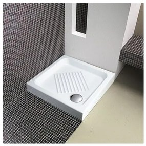 Piatto doccia quadrato 70 x 70 cm H 10 cm porcellana antiscivolo bianco