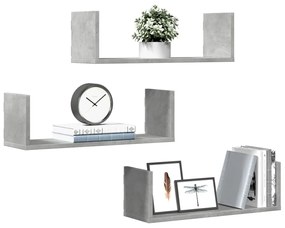 Mensole A Muro 2pz Grigio Cemento 58x18x18 Cm İn Truciolato /