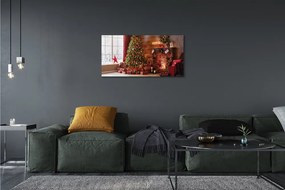 Quadro su tela Alberi di Natale regali decorazioni per camino 100x50 cm