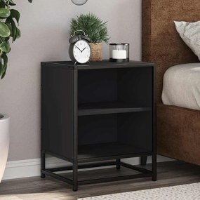 Comodini 2 Pz Neri 40x31x50 Legno Multistrato E Metallo /