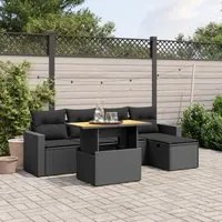 Set Divano da Giardino 6 pz con Cuscini Nero in Polyrattancod mxl 112879