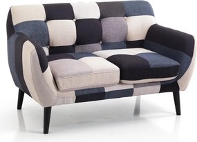 Divano in tessuto 132 cm patchwork blu LEVANTE 2 posti