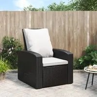 Poltrona Reclinabile da Giardino con Cuscini Polyrattan Nera 364105