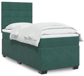 Giroletto A Molle Con Materasso Verde Scuro 90x190 Cm Velluto /