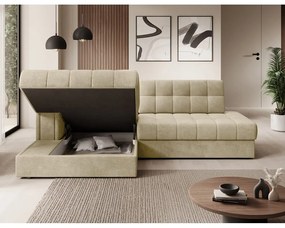 Divano angolare marrone chiaro allungabile (con penisola a sinistra/con chaise lounge) con rivestimento in velluto Blezalt – ELTAP