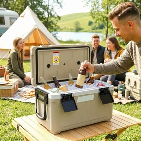 Box Frigo Portatile 66,6x38,5x40 cm Capacità 42,6L Isolato con Maniglia in HDPE e Schiuma PU Cachi...