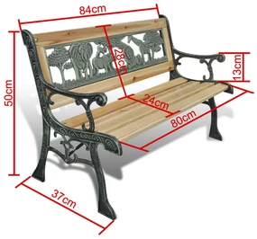 Panchina da giardino per bambini 84 cm in legno