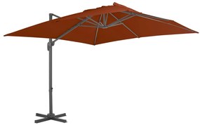 Ombrellone A Sbalzo Con Palo İn Alluminio 300x300 Cm Terracotta /