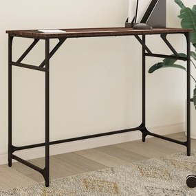 Scrivania Rovere Marrone 100x45x76cm Legno E Acciaio A Polvere /