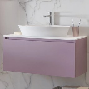 Mobile bagno 80cm sospeso con piano da appoggio in resina bianca SP-80B - KAMALU