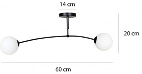 Lampadario a Sospensione in Acciaio e Vetro PREGOS 2 Nero/Bianco 2xE14 Colore del corpo Nero