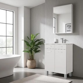 Mobile multiuso 69x34 con ante e cassetti GAIA Bianco Lucido