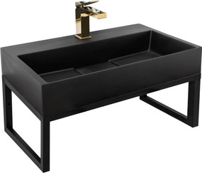 Lavabo in conglomerato GOYA BLACK MAT70CM + TELAIO