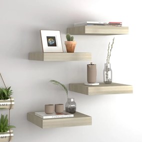 Scaffali A Parete 4 Pz Rovere 23x23,5x3,8 Cm İn Mdf /