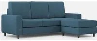 Divano 3 Posti con Pouf 208x155x85 cm Sakar in Tessuto Avio