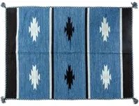 Tappeto moderno Chicago, stile kilim, 100% cotone, blu , 200x140cm