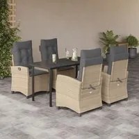 Set Pranzo da Giardino 5 pz con Cuscini Beige Misto Polyrattancod mxl 87028