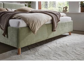 Letto matrimoniale imbottito verde chiaro con rete inclusa 180x200 cm Piano – Meise Möbel