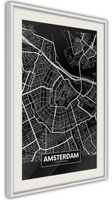 Poster  City Map: Amsterdam (Dark)  Cornice Quadri Cornice d'oro, Larghezza x Altezza Home decor 30x45