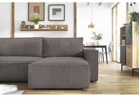 Divano letto angolare a "U" in velluto a coste grigio scuro Nihad - Bobochic Paris