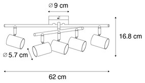 Plafoniera moderna bronzo 5 luci orientabile rettangolare - Jeana