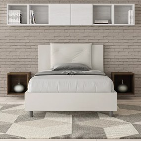 Letto con rete imbottito 120x210 similpelle bianco Appia