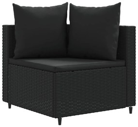 Set divani da giardino 10pz con cuscini in polyrattan nero