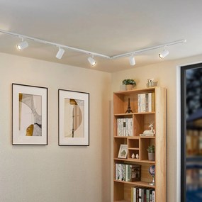 Lindby Sistema binario monofase Linaro, GU10, bianco, a 5 luci Linaro Lindby, dimmerabile, Bianco / Opale, Soggiorno / Sala da pranzo, Metallo, Moderno, Lampada a binario