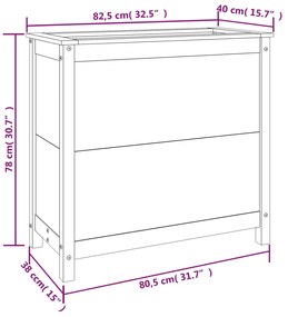 Fioriera da Giardino 82,5x40x78 cm in Legno Massello di Pino