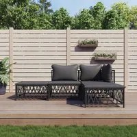 Set Salotto da Giardino 4 pz con Cuscini in Acciaio Antracite 3186849