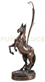 Bronze statua in bronzo cavallo 27x23 con paralume tiffany e base i...