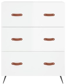 Cassettiera bianco lucido 69,5x34x90 cm in legno multistrato